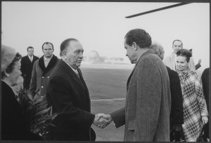 Daley in a favorite role, greeting a President