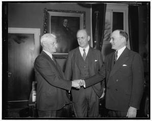 Retiring Chief Moran, Secretary of the Treasury Morgenthau, new Chief Frank Wilson