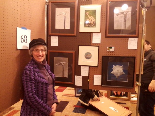 E.J. Barnes with her art work
