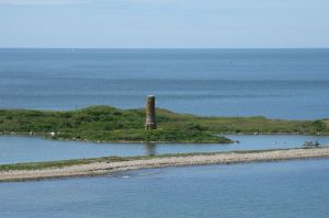 This is the Gosnold Monument on Cuttyhunk. It's on an island, so you can't walk up to it. I guess visitors are just supposed to admire it from afar. (Source: Wikipedia/John Phelan)
