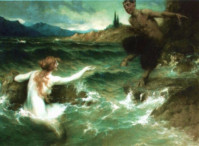 The way things are going in Netherfield, this could become a common sight. ("The Mermaid and the Satyr" by Ferdinand Leeke (1859-1923))